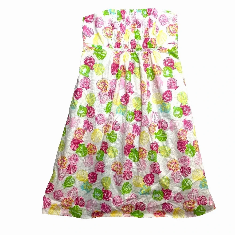 Lilly Pulitzer Dress Womens 8 Strapless Seashell Clam Digger Gweneth - Picture 1 of 10